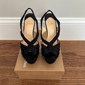 Christian Louboutin crepe satin black heels